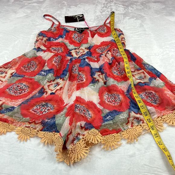 NWT LF Chandelier fuchsia and orange chiffon and crochet romper, size m - Picture 5 of 9